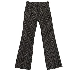Vintage 90s Y2K Tark1 Paris Black Gold Geometric Wide Leg Trousers Sz T2